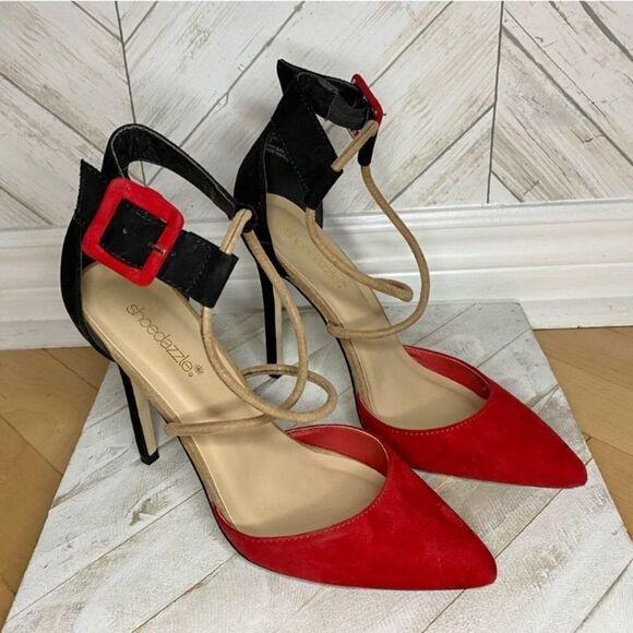 Shoe dazzle red and black high heel shoe - Picture 1 of 7